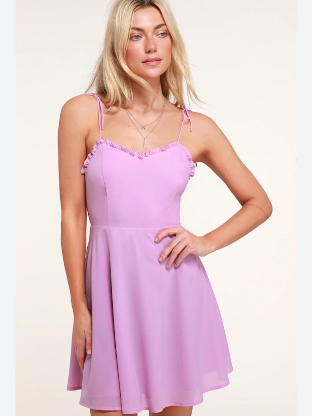 Lulus Celebration Lavender Ruffled Skater Dress Size Small